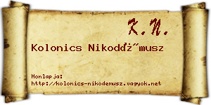 Kolonics Nikodémusz névjegykártya